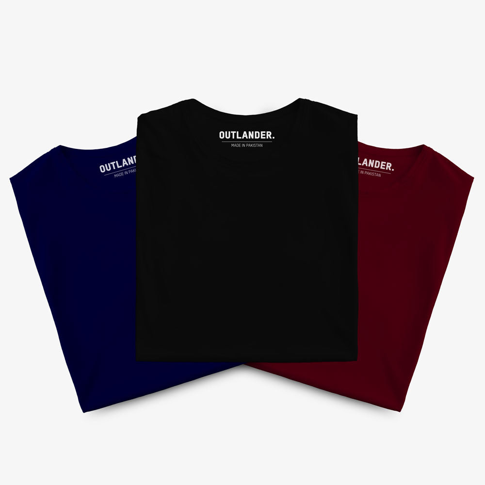 Basic 3 Pack T-shirts (Navy, Black, Maroon)