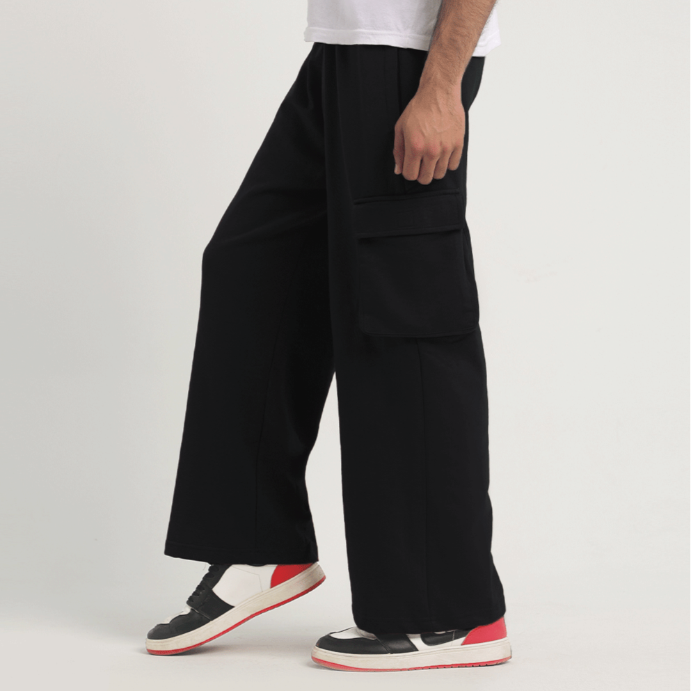 Black Wide Leg Cargo Trousers 2