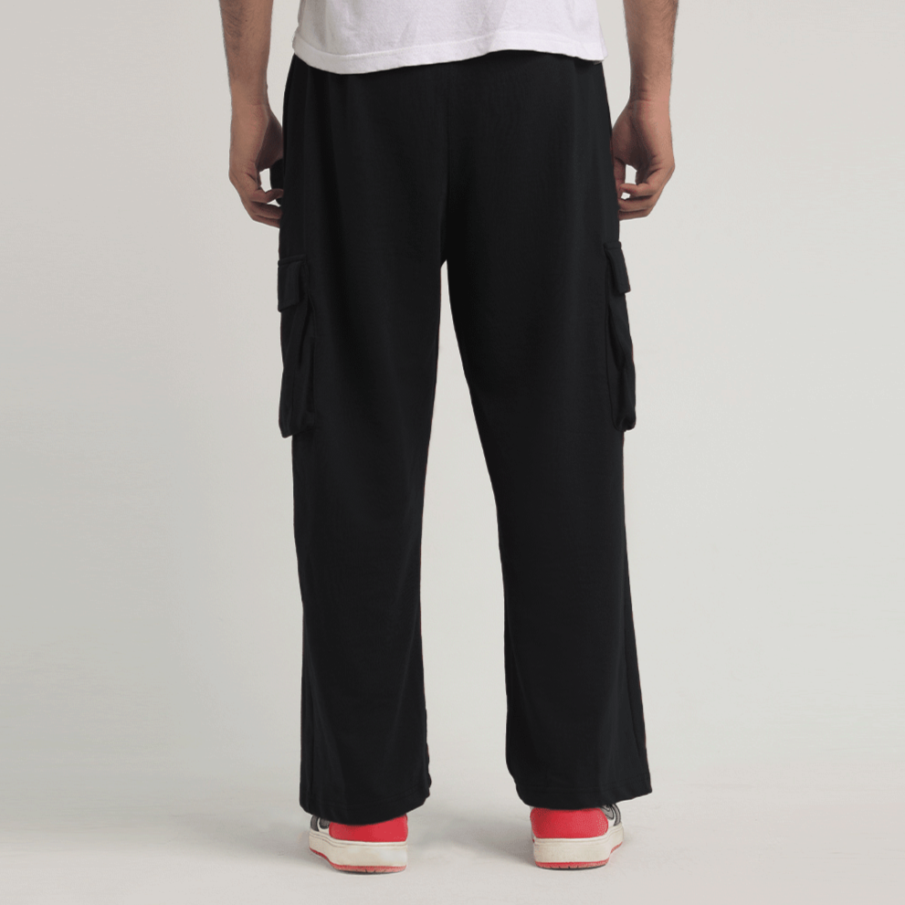 Black Wide Leg Cargo Trousers 3