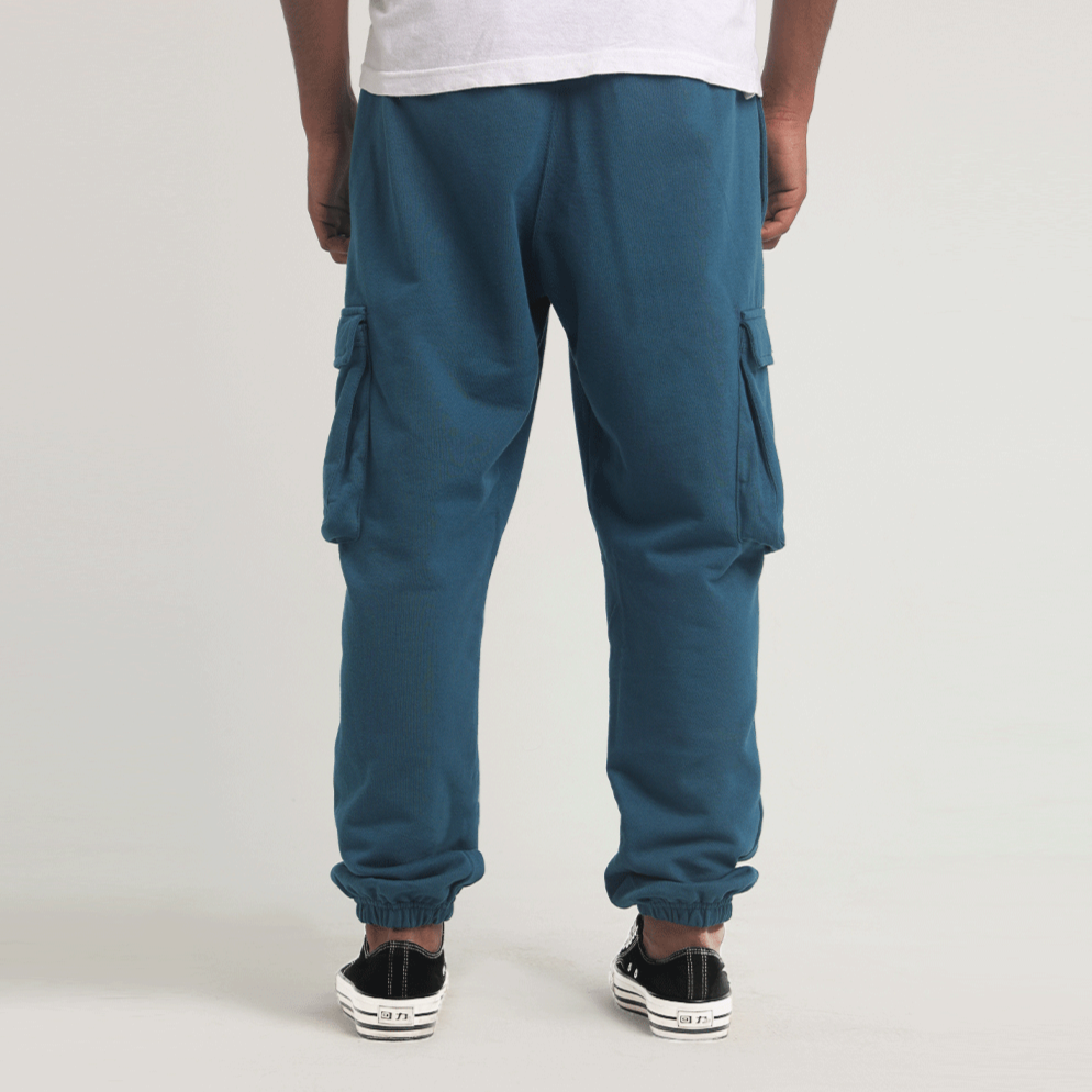 Metallic Blue Cargo Trousers 1