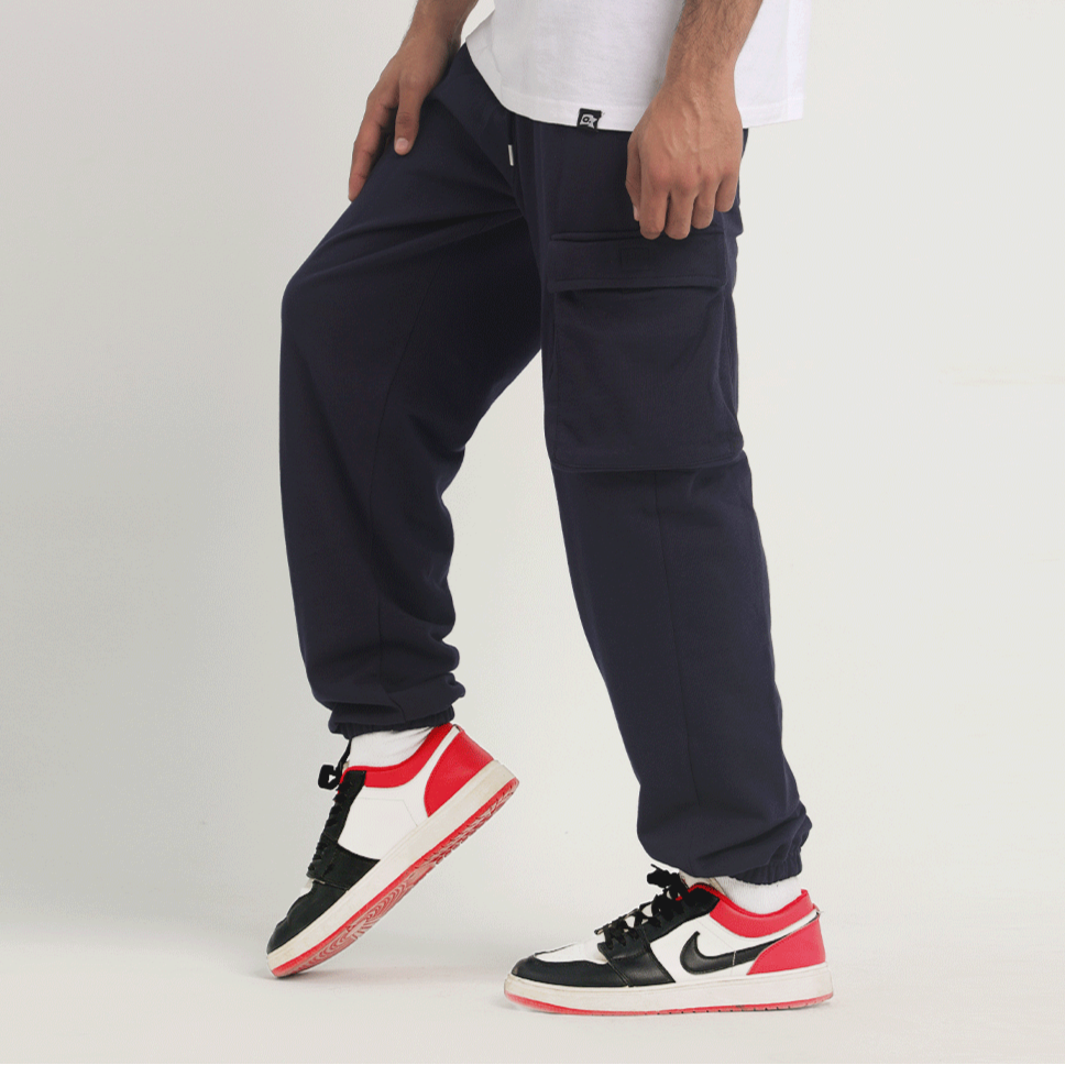 Navy Blue Cargo Trousers 1