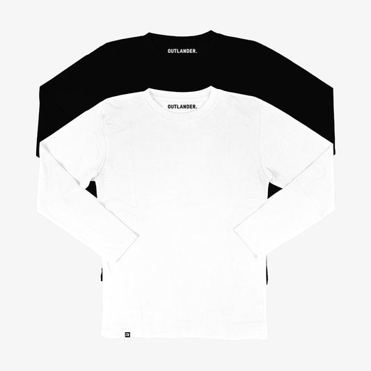 Basic 2 Pack Full Sleeve T-shirts (Black, White)