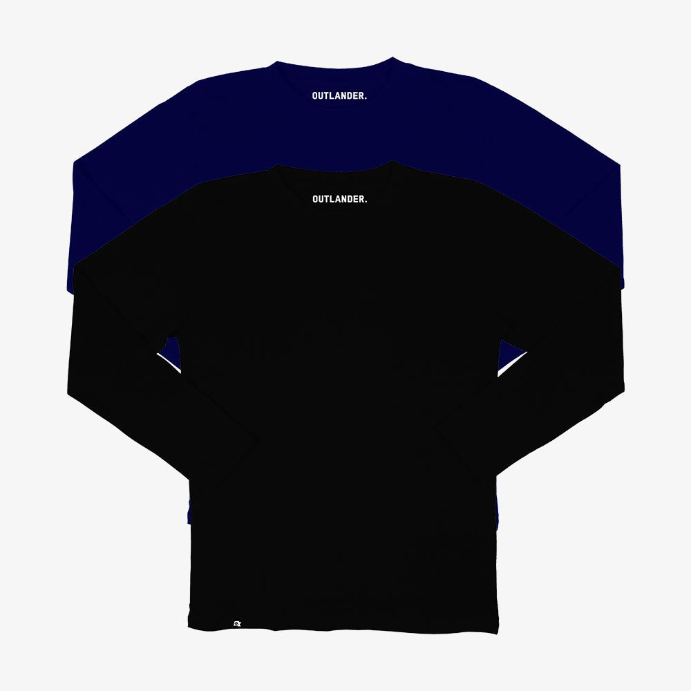 Basic 2 Pack Full Sleeve T-shirts (Navy, Black)