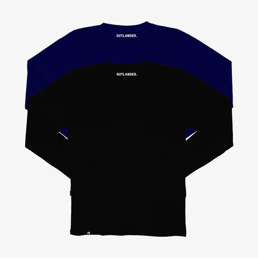 Basic 2 Pack Full Sleeve T-shirts (Navy, Black)