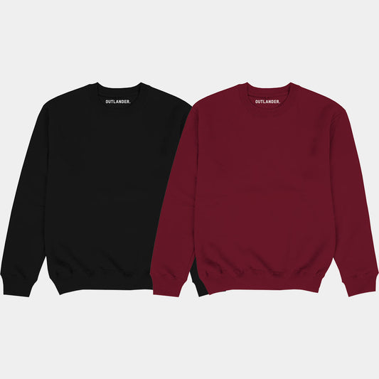 Basic 2 Pack Sweatshirts (Black, Maroon)