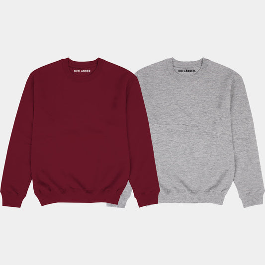 Basic 2 Pack Sweatshirts (Maroon, Grey)