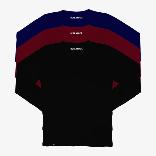 Basic 3 Pack Full Sleeve T-shirts (Navy, Maroon, Black)