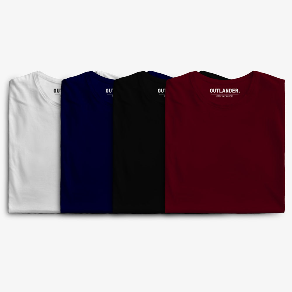 Basic 4 Pack T-shirts (White, Navy, Black, Maroon)