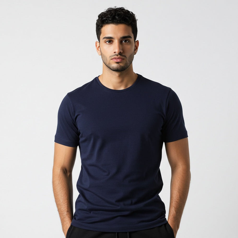 Montage - Slim Fit Navy Blue T-shirt