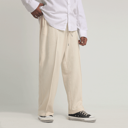 Off White Wide Leg Trousers With Front Seam 1