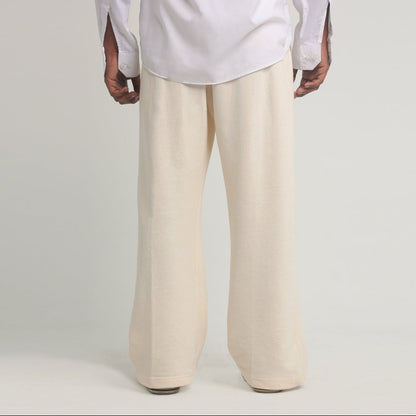 Off White Wide Leg Trousers With Front Seam 2