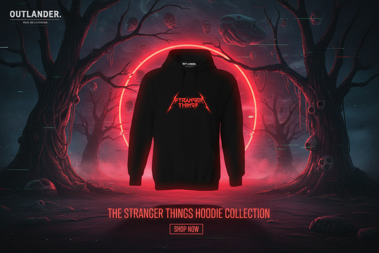 OUTLANDER Stranger Things Hoodie with themed background