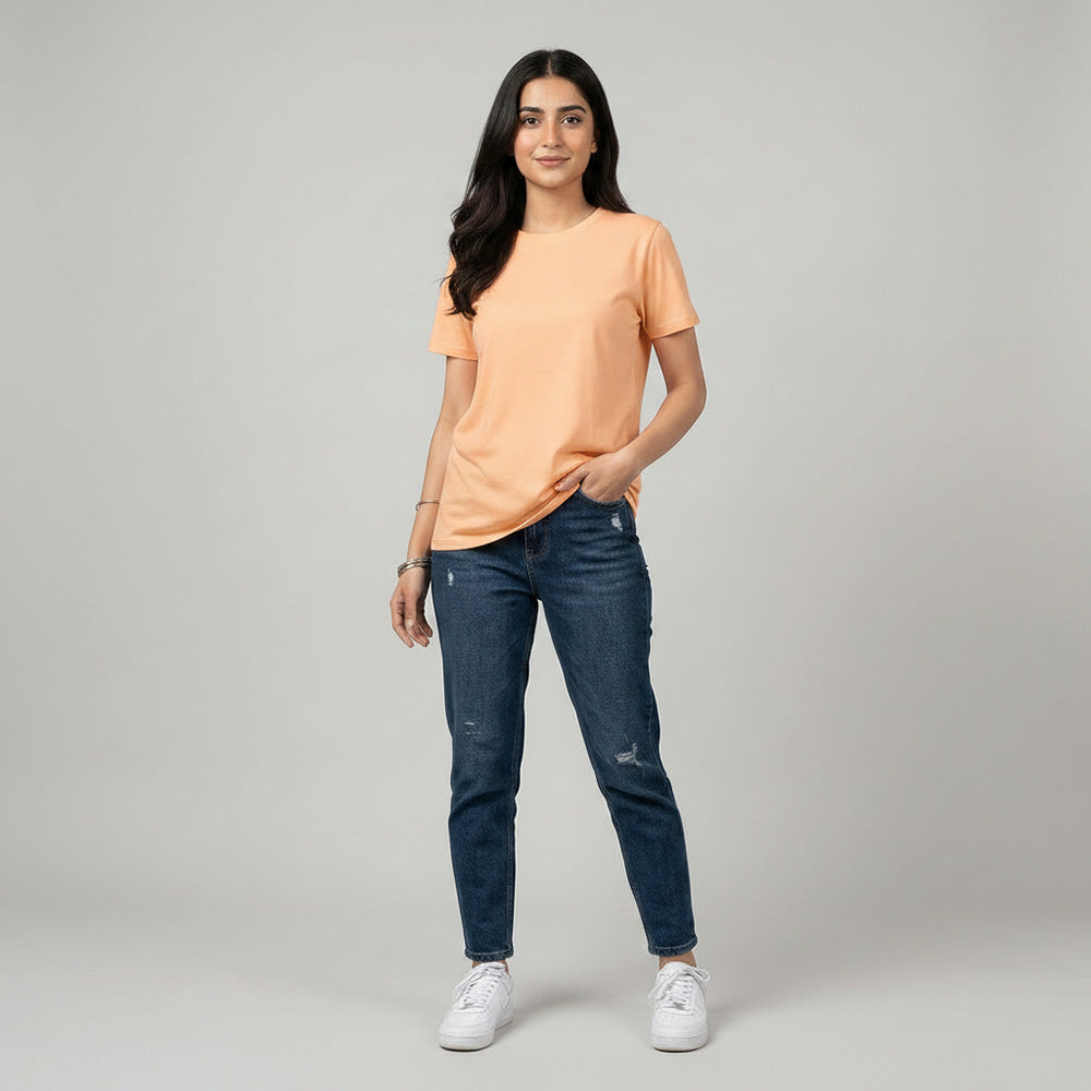 Slim Fit Peach T-shirt