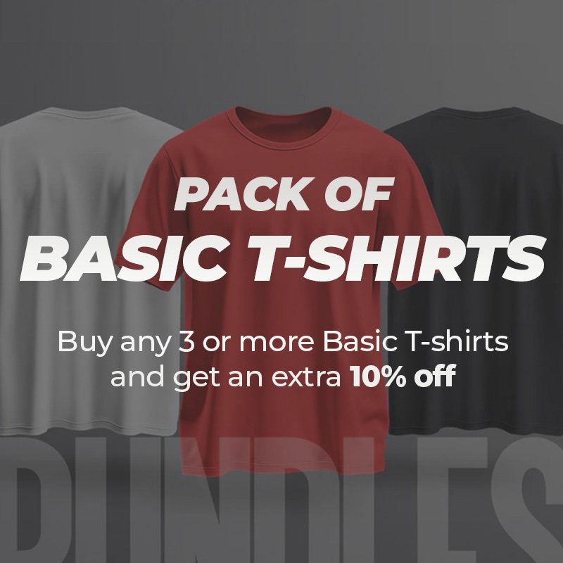 Bundle Pack of Basic T-shirts (Flat 10% Off)